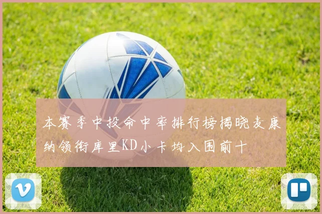 本赛季中投命中率排行榜揭晓麦康纳领衔库里KD小卡均入围前十
